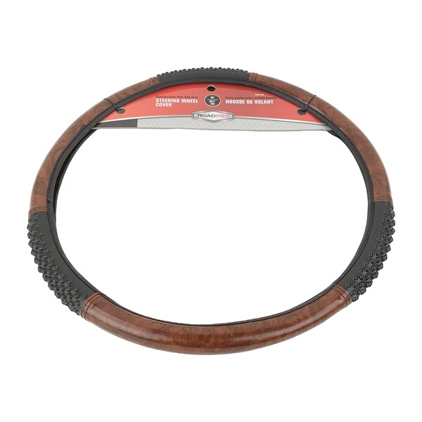 Das 18 Comfort Grip Steering Wheel Cover, Black/Wood Grain RPSW-3003 - main